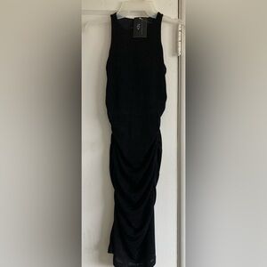 Klassy Network Open Back Elegant Black Midi Dress
